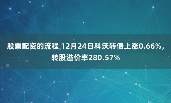 股票配资的流程 12月24日科沃转债上涨0.66%，转股溢价率280.57%