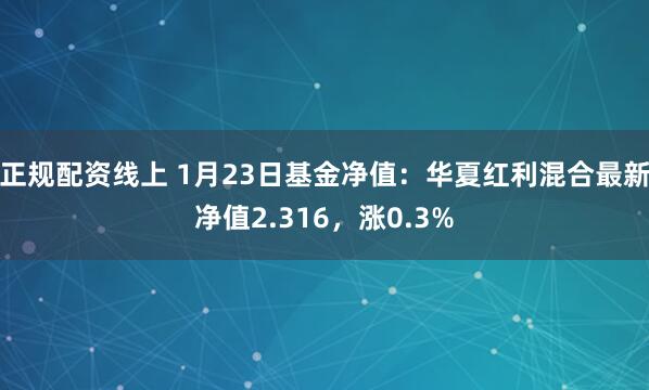 正规配资线上 1月23日基金净值：华夏红利混合最新净值2.316，涨0.3%