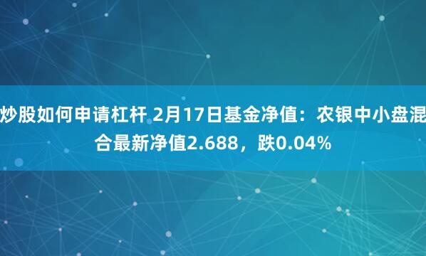 炒股如何申请杠杆 2月17日基金净值：农银中小盘混合最新净值2.688，跌0.04%